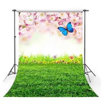 

Photography Backdrop Flower Grassland Wooden Floor Background Valentine's Day Wedding Photocall Studio Backdrop Vinyl