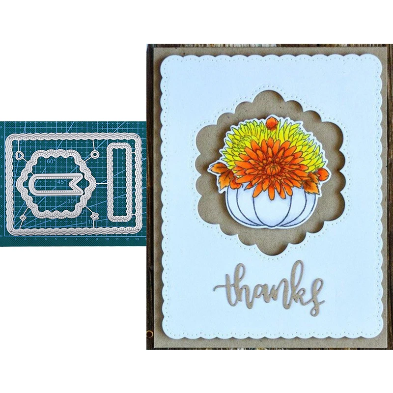 

Hot Sales Rectangle Hexagon Lace Decorative Frame Label Strip Metal Cutting Dies For DIY Scrapbooking Album Cards New Crafts