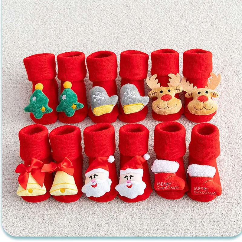 Baby Socks Newborn Cotton Winter Autumn Girls Boys Kids Christmas Santa Claus Terry Warm Slippers