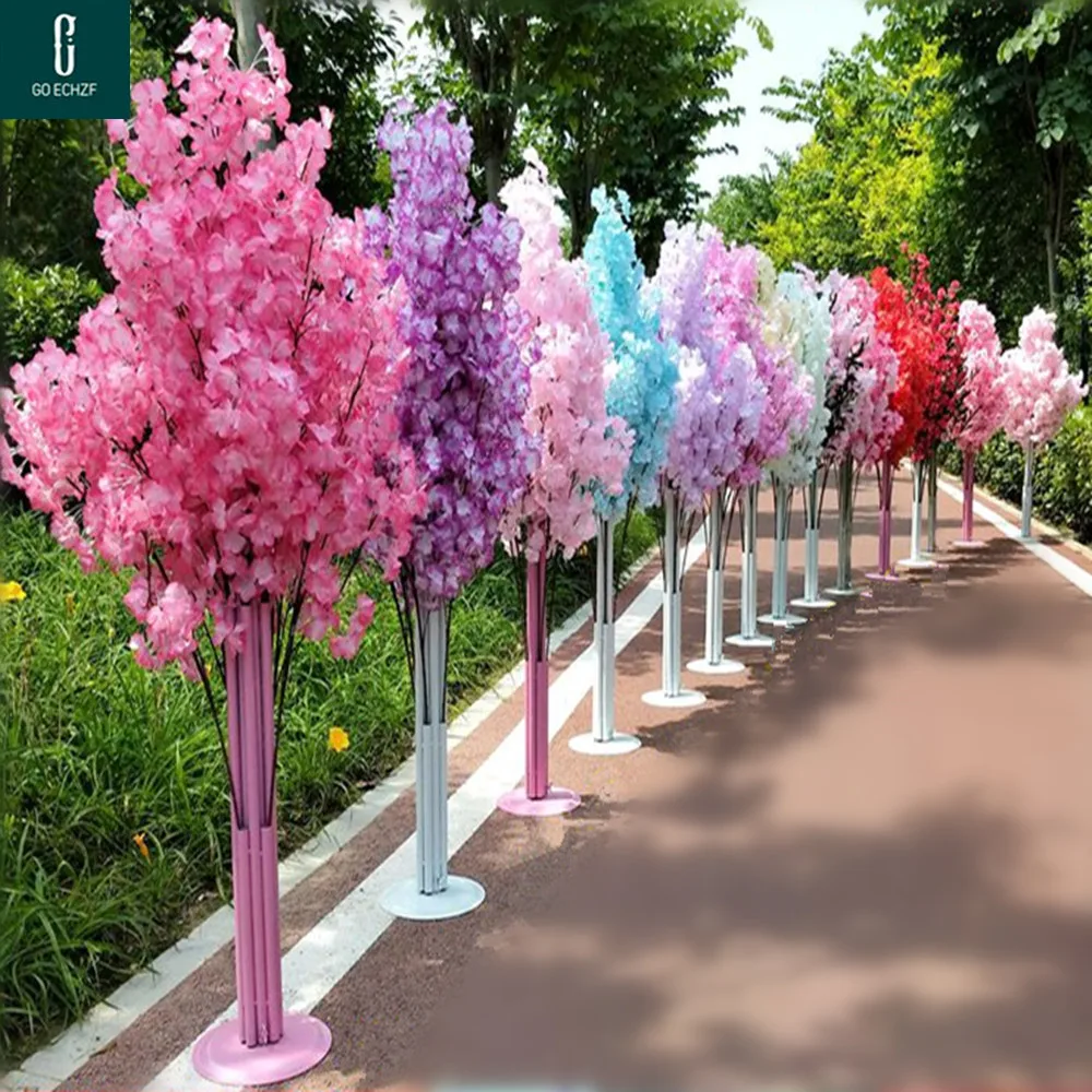 

Artificial Cherry Blossom Tree Roman Column Road Leads For Wedding Mall Opened Props Home Decore 1.5M 5feet Height White