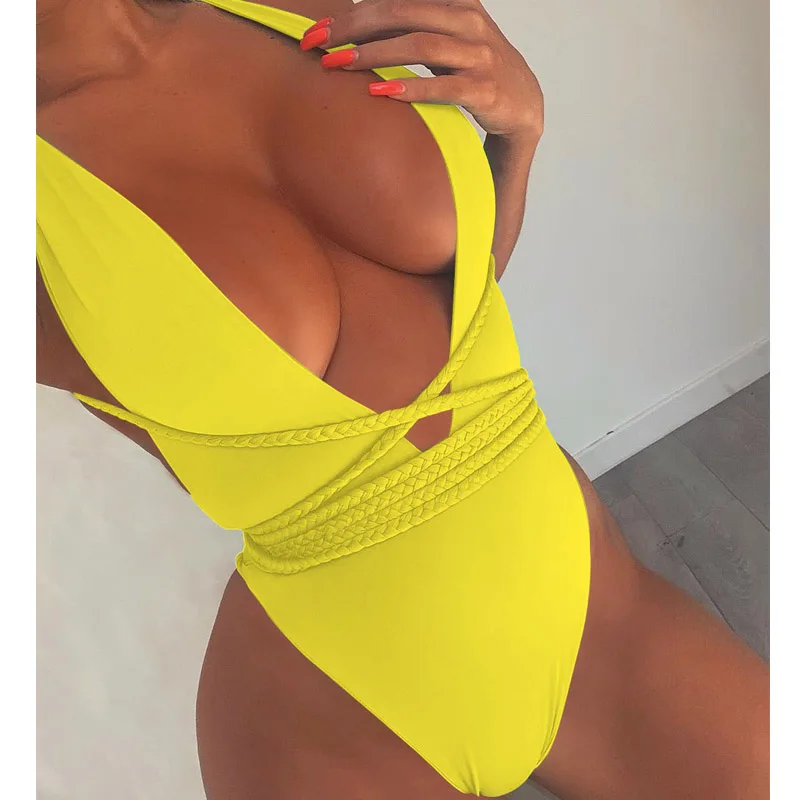 Сексуальный красный цельный купальник женский сплошной купальник пуш-ап летняя пляжная одежда купальный костюм бразильский Монокини боди - Цвет: Золотой