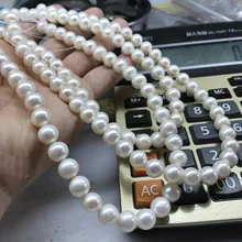

Artificial farming Real Pearl Necklace 10-11mm round Micro Flaw Cultured Pearl Semi-Finished Products Beads String Necklace