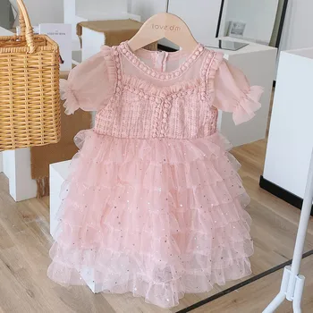 

Halilo Baby Girl Summer Dress 2020 Princess Costume Sequined Layered Toddler Birthday Clothing Infant Girls Dresses For Party
