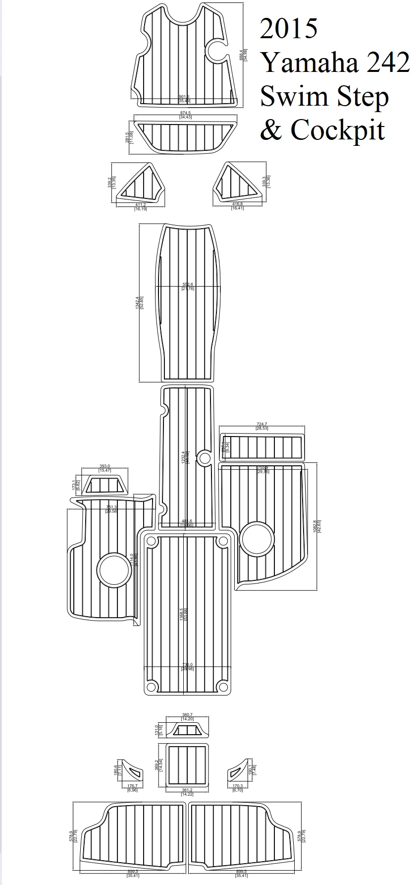 

2015 Y-a-m-a-h-a 242 Swim Step & Cockpit Pad Boat EVA Teak Decking 1/4" 6mm