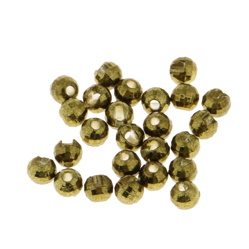 25pcs Tungsten Fly Tying Slotted Diamond Faceted Beads Fishing Lures Nymph Head Beads 3mm