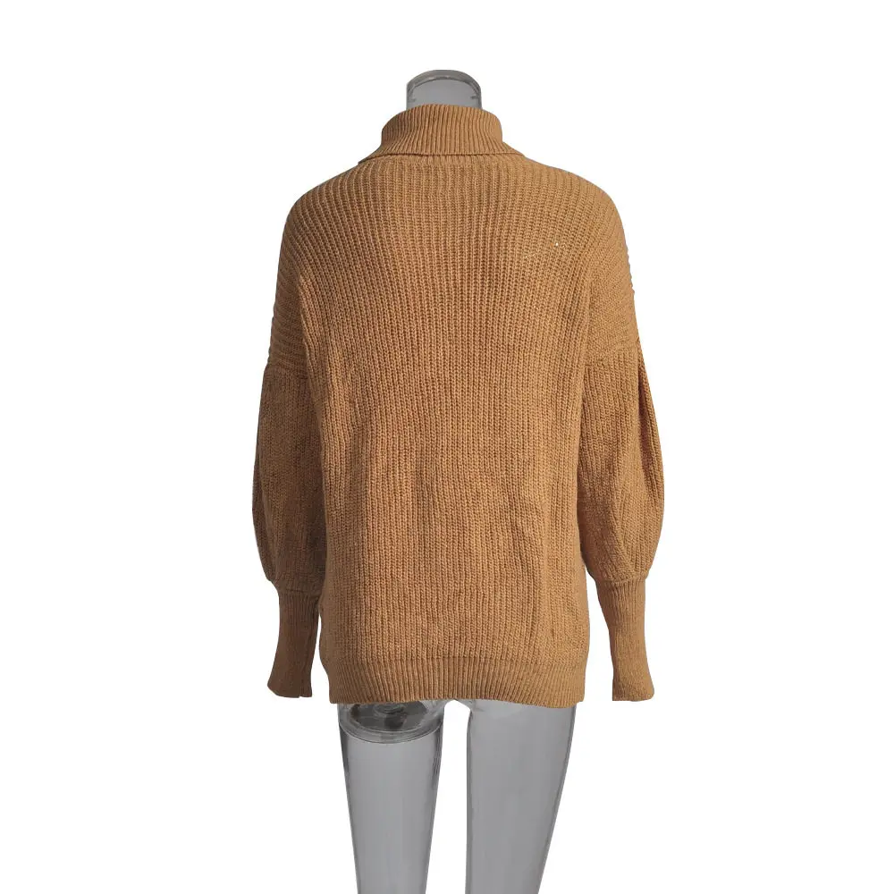 Antime осенне-зимний свитер с высоким воротником свободные Женские кофты с рукавами-фонариками плотные однотонные женские трикотажные пуловеры Джемперы Femme