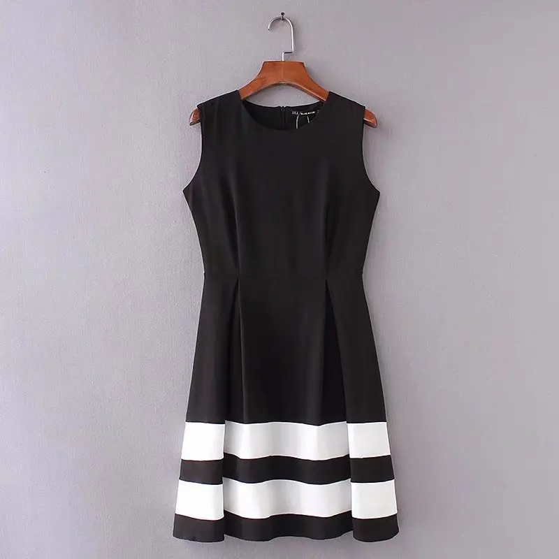 

2018 Western Style Spring And Summer WOMEN'S Dress New Style Mixed Colors Sleeveless Slim Dress