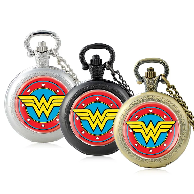 

Classic Fashion Super Hero Movie Glass Cabochon Quartz Pocket Watch Vintage Men Women Pendant Necklace Chain Clock Jewelry