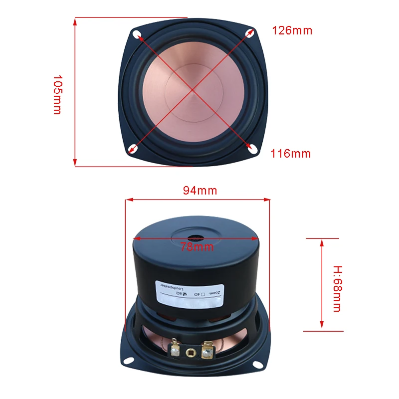 4 Inch Mid Bass Woofer Hifi Speaker 40W 4/8Ohm Mid Range Bass Audio Speaker 25 Core Home Bookshelf Loudspeaker DIY 1PC