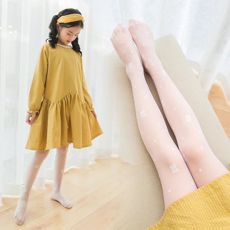 Summer new design Ultra thin kids girls tights Transparent flowers butterfly pattern pantyhose children stockings for baby girls
