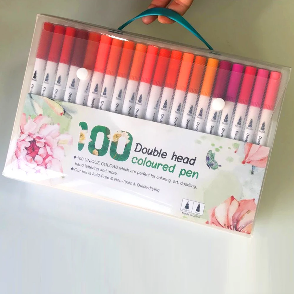 24/60/100 Цвета Brushpen комплект граффити профессиональные Маркеры Ручка Комплект ремесла переносная живопись двойная щетка ручка