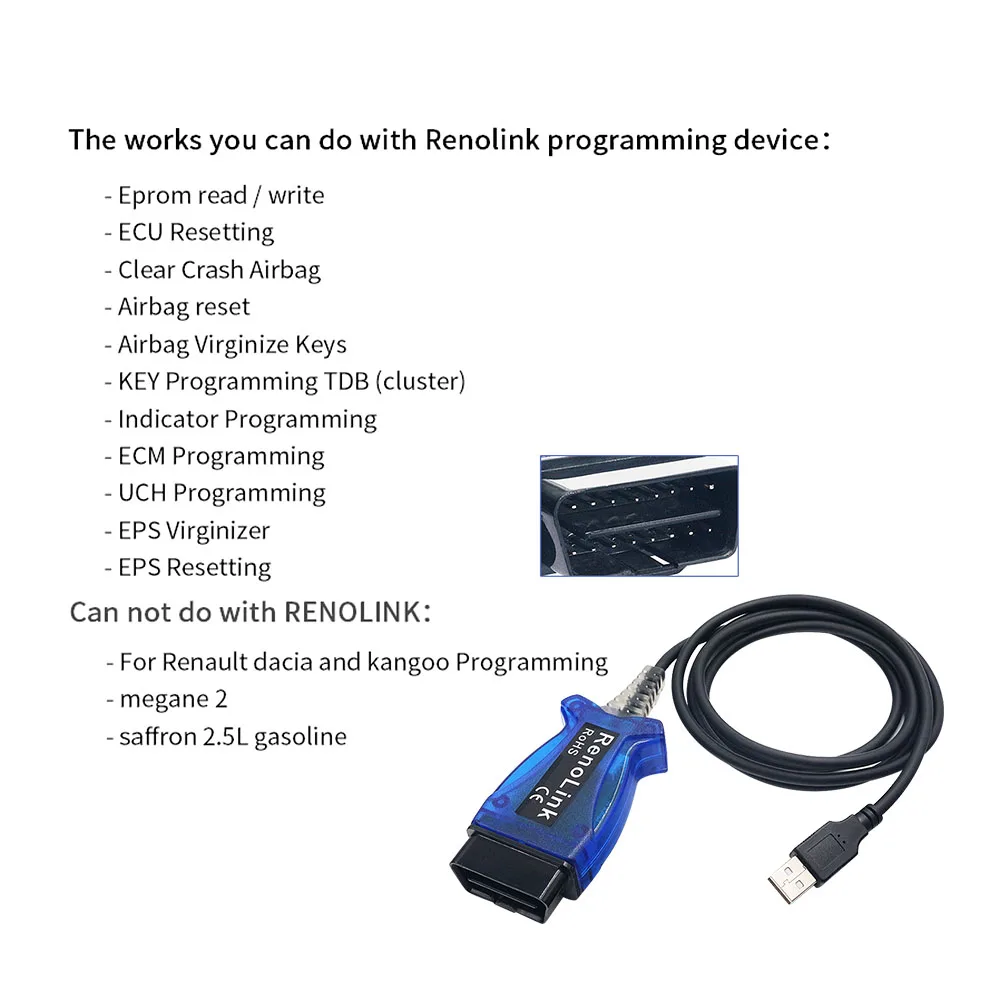 Диагностический Кабель USB Renolink для Renault программатор ECU сброс подушки