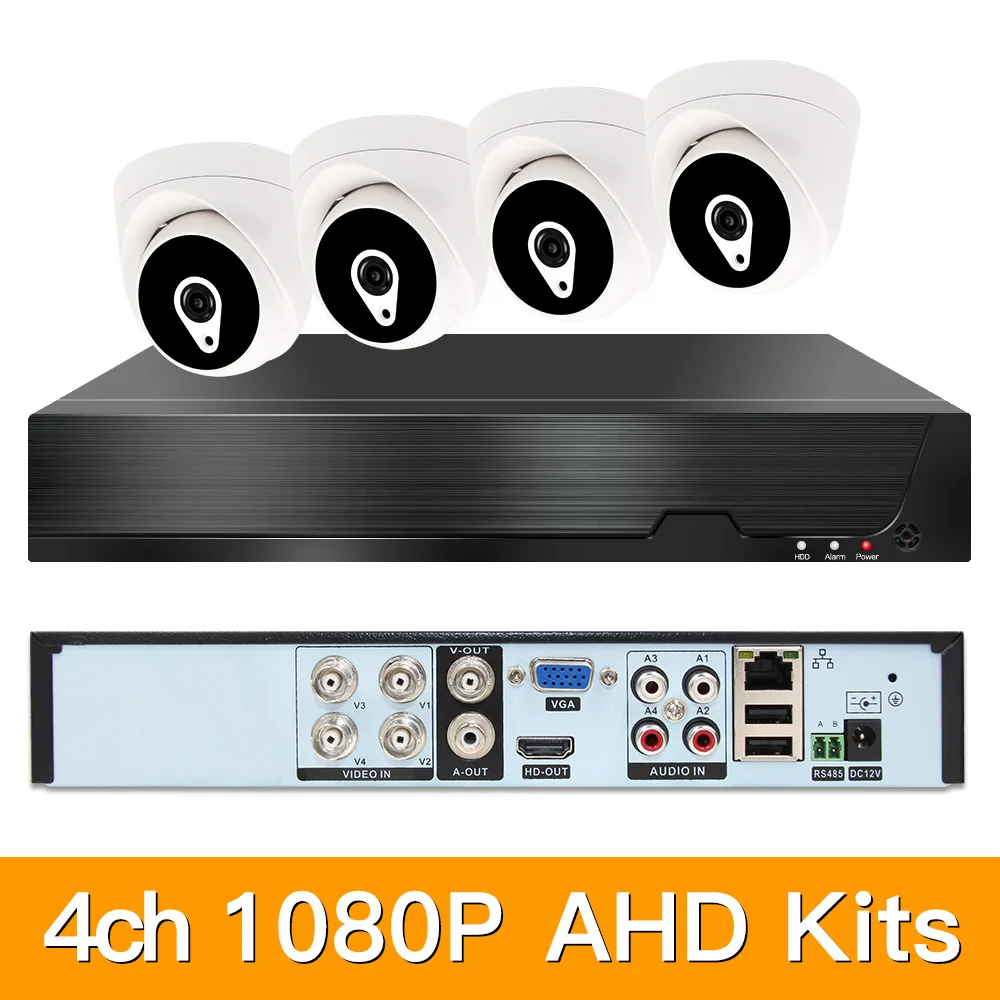 HOT SALE  4ch 1080P AHD Kits CCTV System CCTV Security Hybrid DVR Indoor dome AHD Camera Surveillance Video P 