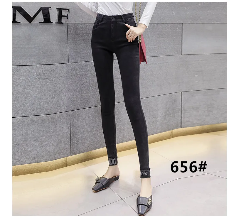 8 стилей опционально осень зима новые женские стрейч облегающие джинсы женские брюки, большой размер высокая талия черные узкие брюки карандаш