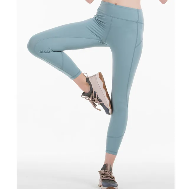 OZAGREL woman Sports skinny tight sexy gym pants super quality stretch fabric Stripe splicing leggings light green