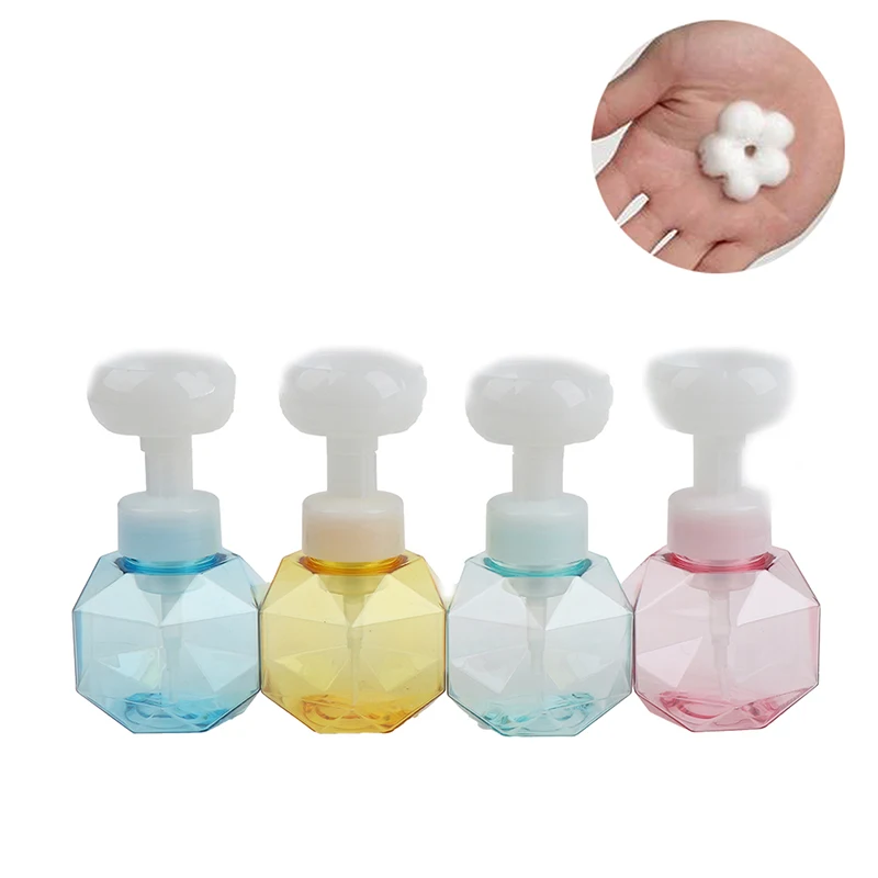 Flower Foam Bottle Plastic Transparent Dispensing Bottle Mousse Liquid Dispenser Shower Gel Hand Soap Foam Foaming Pump 300ml