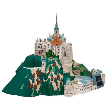 

France Mont-Saint-Michel Folding Cutting Mini 3D Paper Model House Architectural Papercraft DIY Adult Handmade Craft Toys QD-162