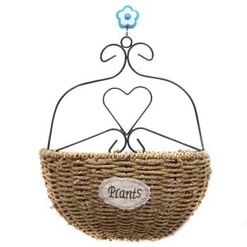 

Flower Basket Rattan Weave Wall Hanging Vase Garden Indoor Home Decor P7Ding