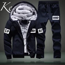KE зимний плюс бархатный толстый свитер мужской большой размер 4XL костюм куртка и брюки Спортивный комплект Модный повседневный костюм мужской для сохранения тепла