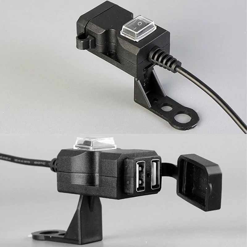 12-24V двойной USB Мотоцикл Руль телефон зарядное устройство разъем водонепроницаемый переключатель крепления V-Best