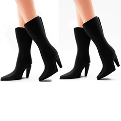 2 Pairs /Set High Heeled Long Boots Jackboots Shoes Black Boots Doll Accessories For Barbie Doll