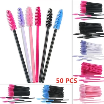 

50Pcs Disposable Silicone Gel Eyelash Brush Comb Mascara Wands Eye Lashes Extension Tool Pro Beauty Makeup Tool For Women