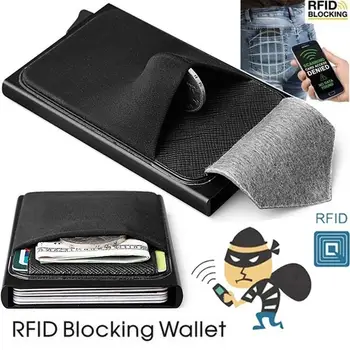 

Men Business Aluminum Cash ID Card Holder RFID Blocking Card Coin Card Purse Rfid Wallet Case Slim Credi Metal Wallet Walle Z0Y2