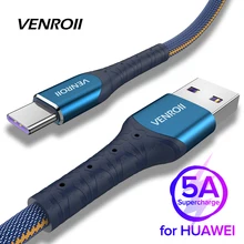 Venroii usb type C кабель для huawei mate 30 20 Pro 5A Supercharge Кабо для P30 P20 P10 Honor Быстрая зарядка USBC type-C кабель для передачи данных