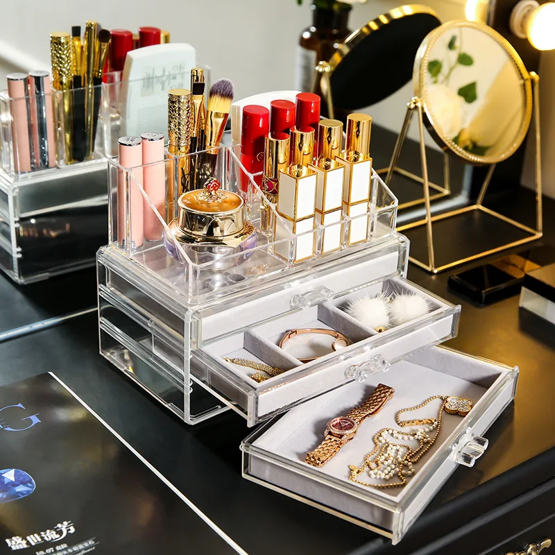

High Quality Jewelry Storage Box Earring Ring Transparent Plastic Box Multifunctional Acrylic Storage Box with Drawer