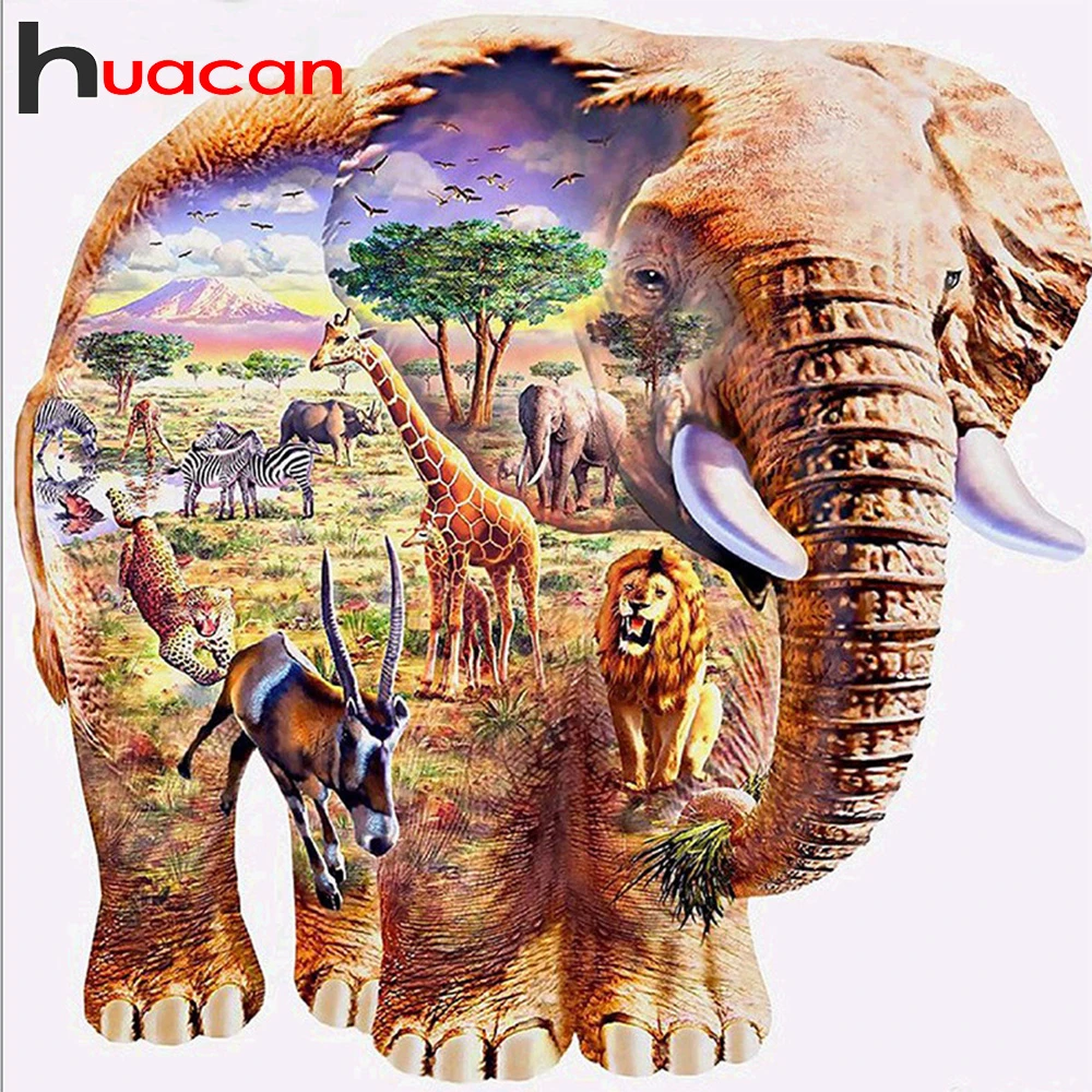 Huacan алмазная вышивка полная выкладка животные картина стразами мазайка