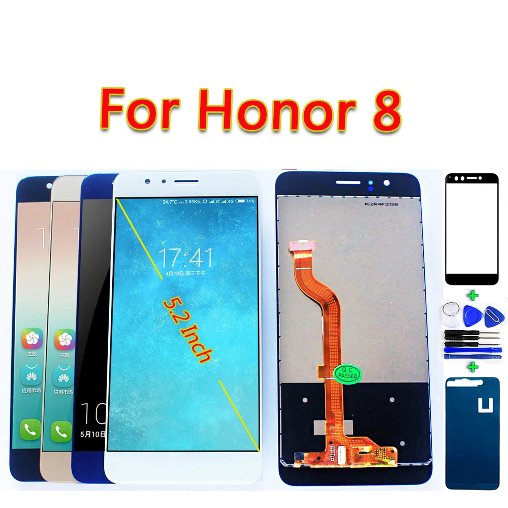 ЖК дисплей для Huawei Honor 8 сенсорный экран 5 2 дюйма с дигитайзером в сборе рамка