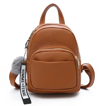 

Women Soft PU Leather Mini Backpacks Students Ball Pendant Shoulder Schoolbags Fashion Small Travel Bags Mochila Sac A Dos
