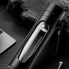 Термостойкая двухслойная стеклянная бутылка для воды нестандартный пояс разделительный фильтр для чая портативный для путешествий на открытом воздухе офисное стекло для воды