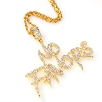 

Hip Hop Micro Pave Zircon Iced Out Bling Letters NO FAVORS Pendant Necklaces For Men Women Fashion Jewelry Gold Silver Color