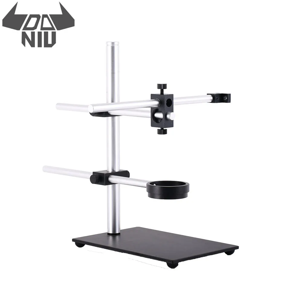

DANIU Dual Arm Rotatable Boom Large Aluminum CNC Heavy Duty Stereo Table Stand Ring Holder Metal Table Stand Microscope Holder
