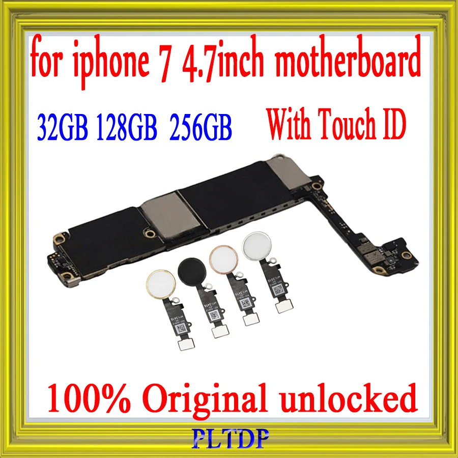 

Good Tested, Factory unlocked for iphone 7 4.7"Motherboard with/NO Touch ID,Original for iphone 7 Logic board, full chips