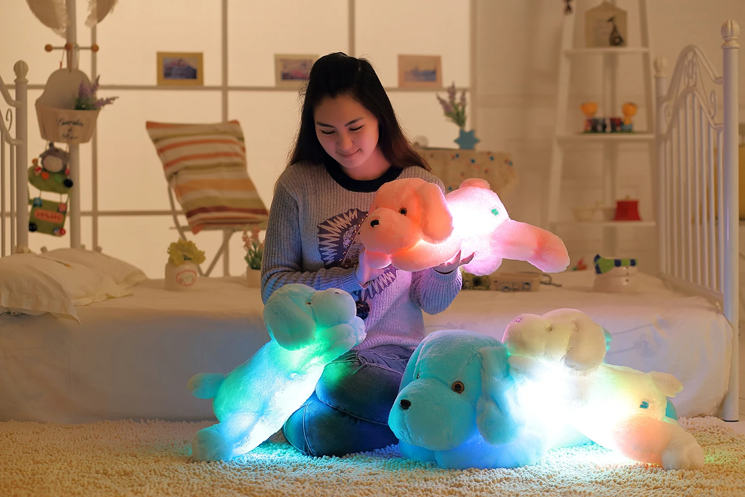 Plush Light Led Dog Glow Stuffed Night Animals Toys Doll Glowing Puppy 50cm 