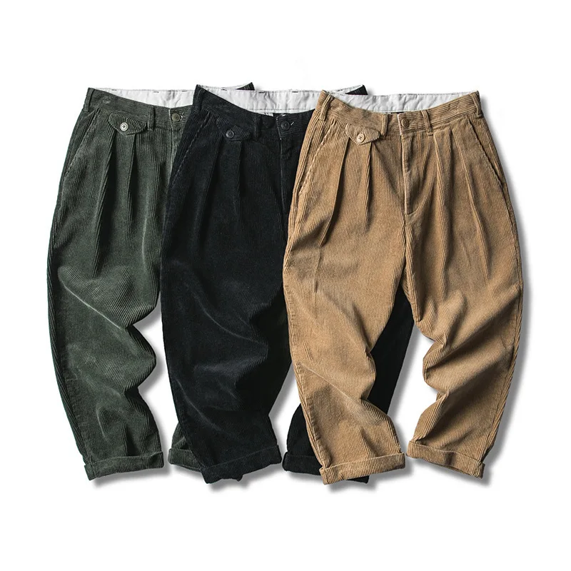 

2019 New Style American Lok Corduroy Pants MEN'S Casual Pants Solid Color Loose-Fit Straight-leg Pants Autumn And Winter MEN'S T