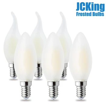 

JCKing Dimmable C35 C35L E14 E12 Led Candle Vintage Retro Dimming Frosted 110V 220V Filament Bulbs Lamp For Chandelier Lighting