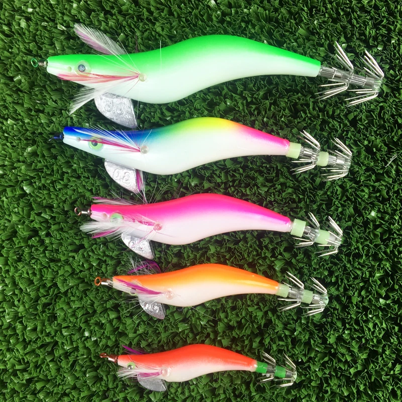 

Fishing Lure Wobbler Fake Shrimp Hook Wood Bait Luminous Squid Jig Fishing Jigging Lure 2.5#3.0#3.5# Squid Cuttlefish Jigs Lures