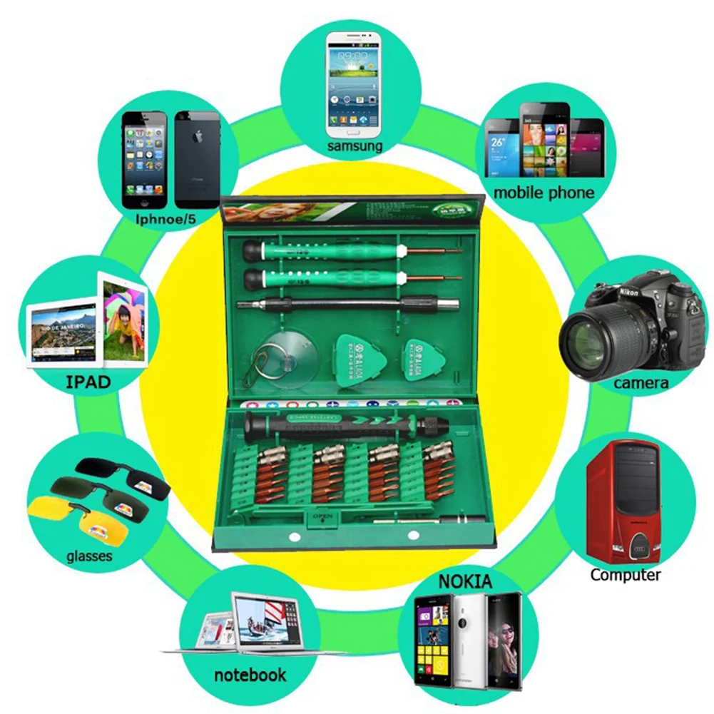 

38 in 1 Screwdriver Set Repair Tools Kit S2 Alloy Steel Material Tool for Cell Phone iPhones for Notebook