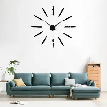 

1PCS DIY wall clock Large frameless wall clock Modern design watch Clock home living room Bedroom Decoration Gift