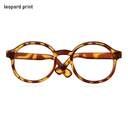 Mini Doll Round Frame Clear Lens Eyeglasses Toy Accessory (Leopard print)