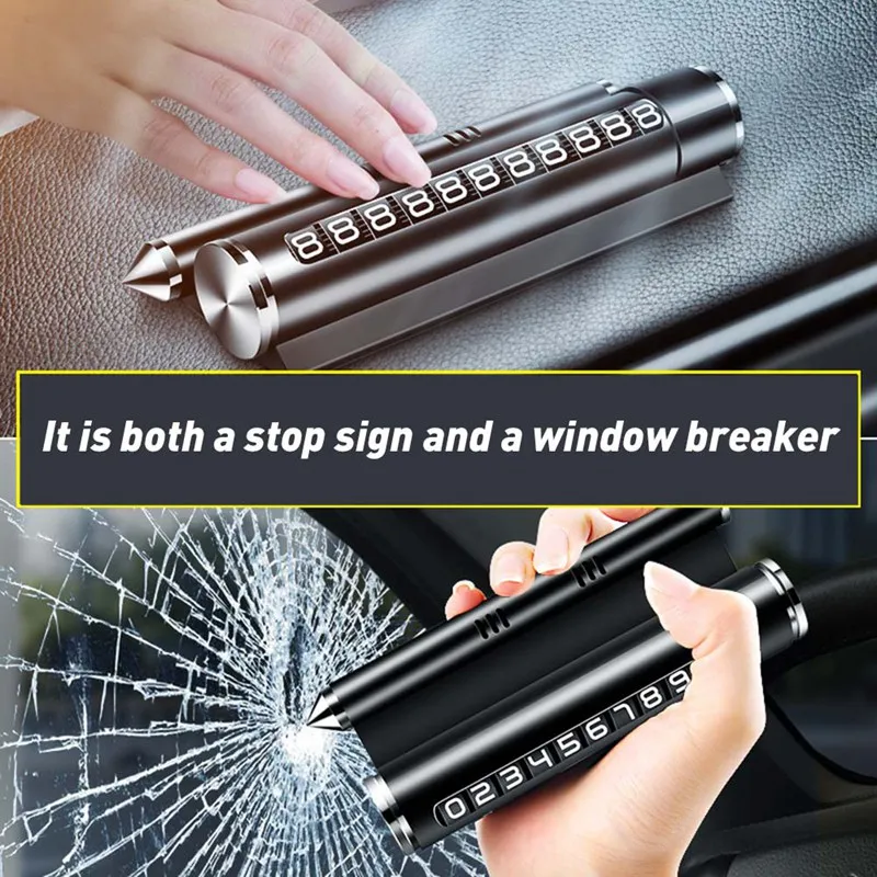 

Car Temporary Parking Sign Multi-Function Aromatherapy Bracket Metal Parking Sign Temporary Parking Number Plate Safety Hammer
