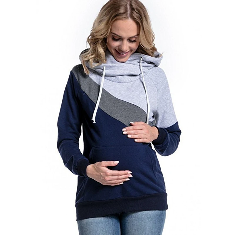  Maternity Breastfeeding Hoodie Long Sleeve Sweatshirt Autumn Winter Pregnant Women Lactation Clothe