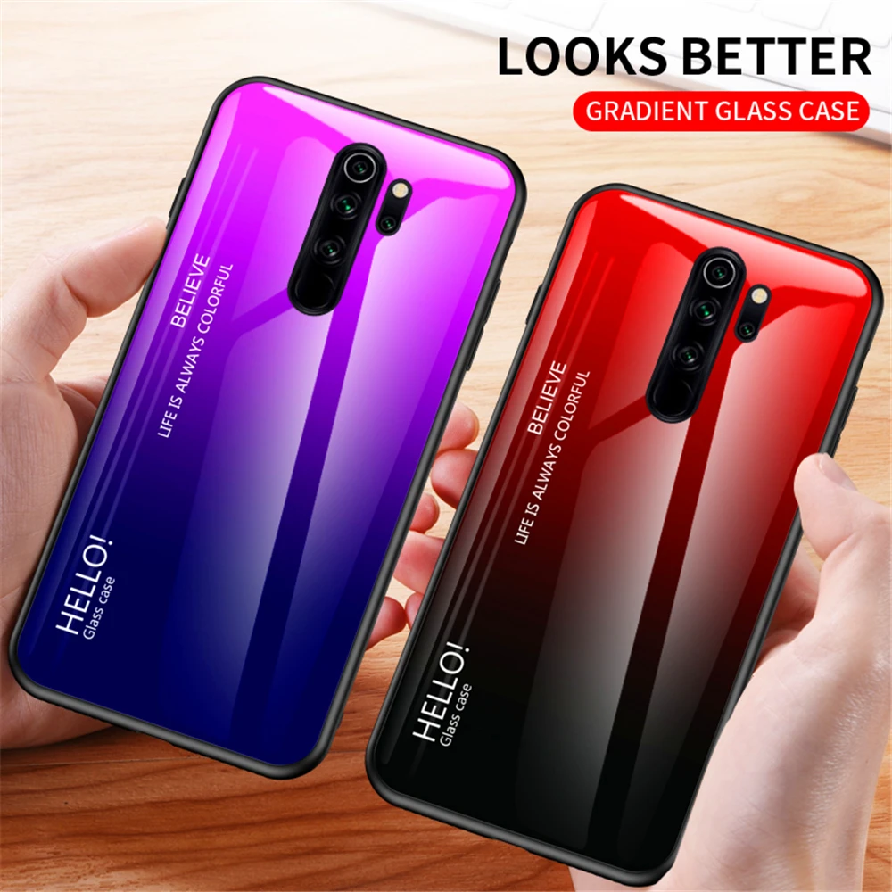 Стеклянный чехол градиентного цвета для Xiao mi Red mi Note 8 Pro Note 7 8 Xiaomi mi 9 mi Play Red mi 7A K20 K20 Pro Pocophone F1