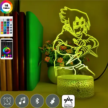 

App Control 3D Anime Naruto Sasuke LED Night Light Battle Action Figure 7 Colors Touch Table Decoration Light Optical Illusion