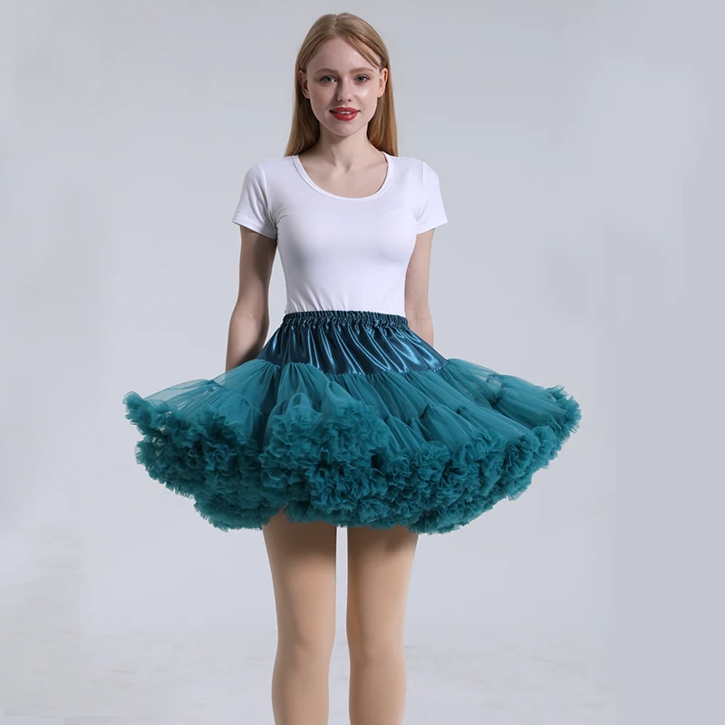Chic Retro WOmen Short Petticoat Underskirt Skirt Crinoline Slips Tutu Tulle 16" 
