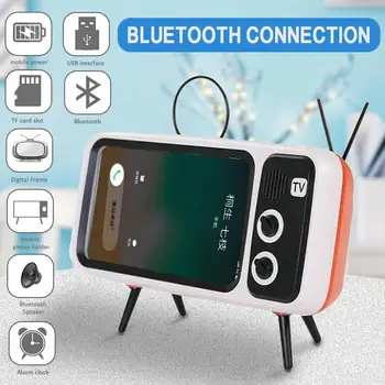 

3 In 1 Wireless Peaker Retro TV Mini Portable Bluetooth Bass Speaker Mobile Phone Holder Stand Speaker