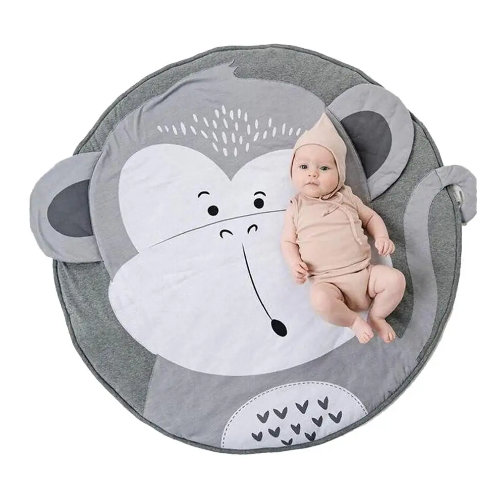 

90cm Diameter Baby Crawling Mat Monkey Pattern Game Pad Infant Play Mat Baby Blanket Floor Carpet Kids Room Decoration